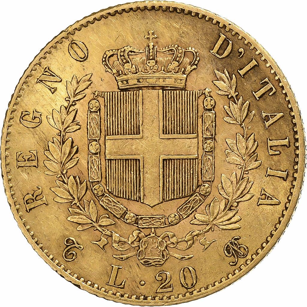 Italie, Vittorio Emanuele II, 20 Lire, 1866, Turin, Or, TTB+, KM:10.1