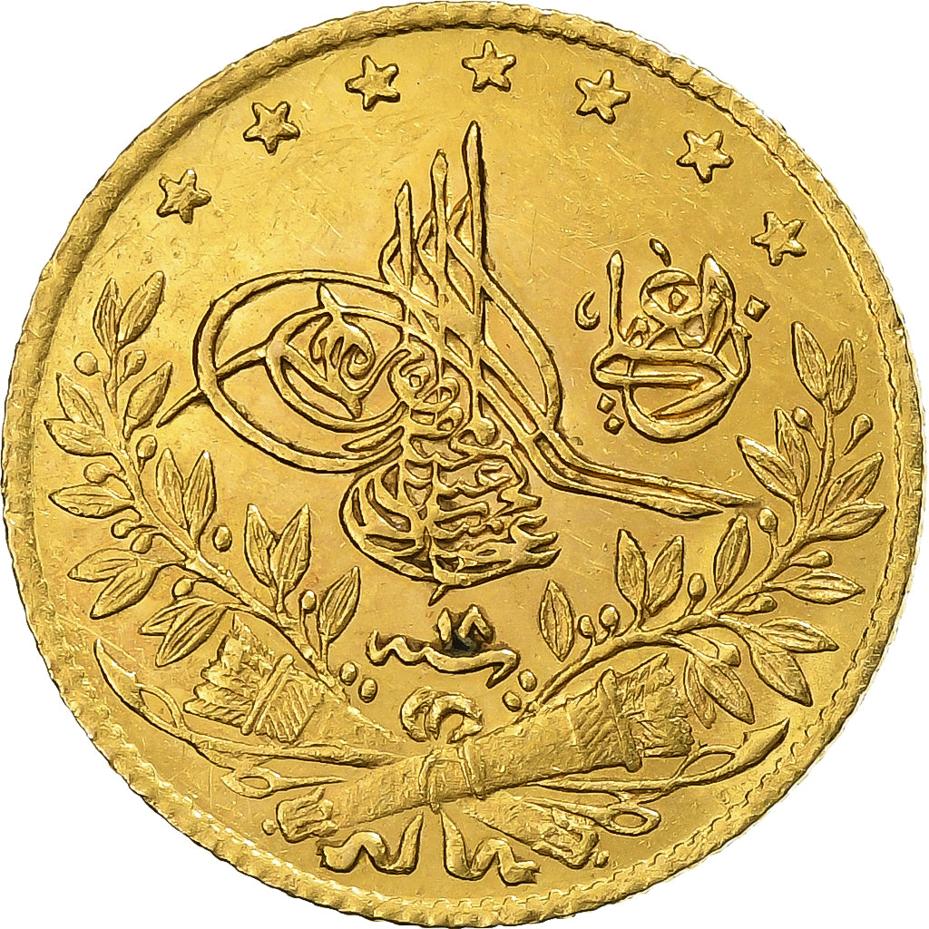 Turquía, Abdul Hamid II, 50 Kurush, 1892 / AH 1310, Qustantiniyah, Oro, EBC