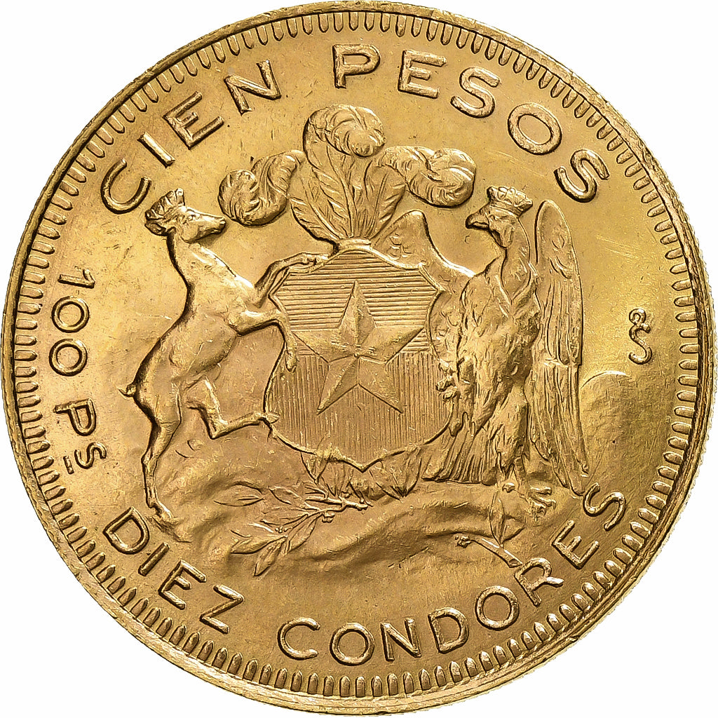 Chile, 100 Pesos, 1946, Santiago, Gold, AU(50-53), KM:175