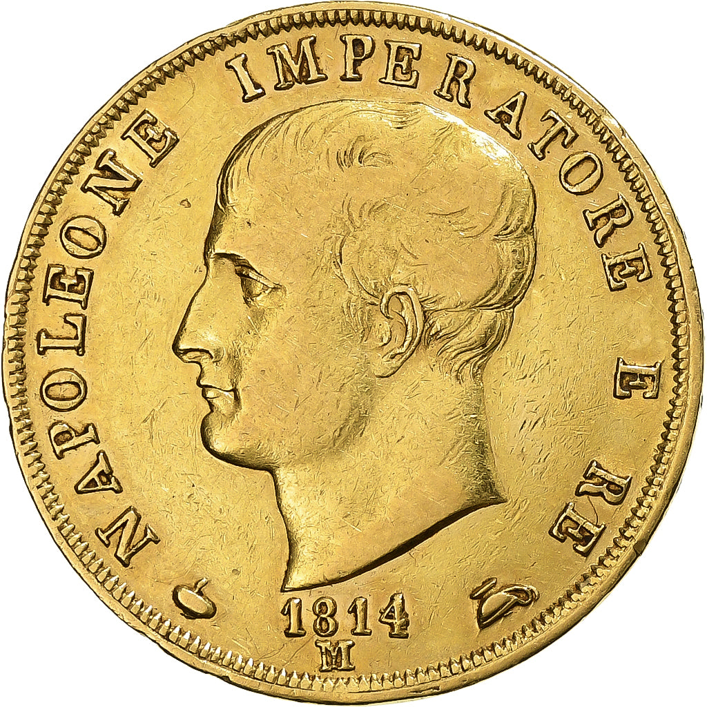ITALIAN STATES, KINGDOM OF NAPOLEON, Napoleon I, 40 Lire, 1814, Milan, Gold