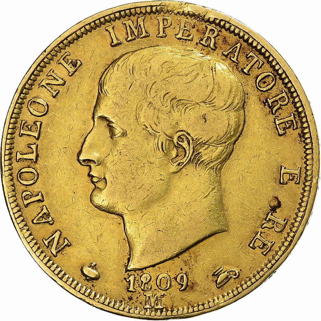 STATI ITALIANI, KINGDOM OF NAPOLEON, Napoleon I, 40 Lire, 1809, Milan, Oro, BB