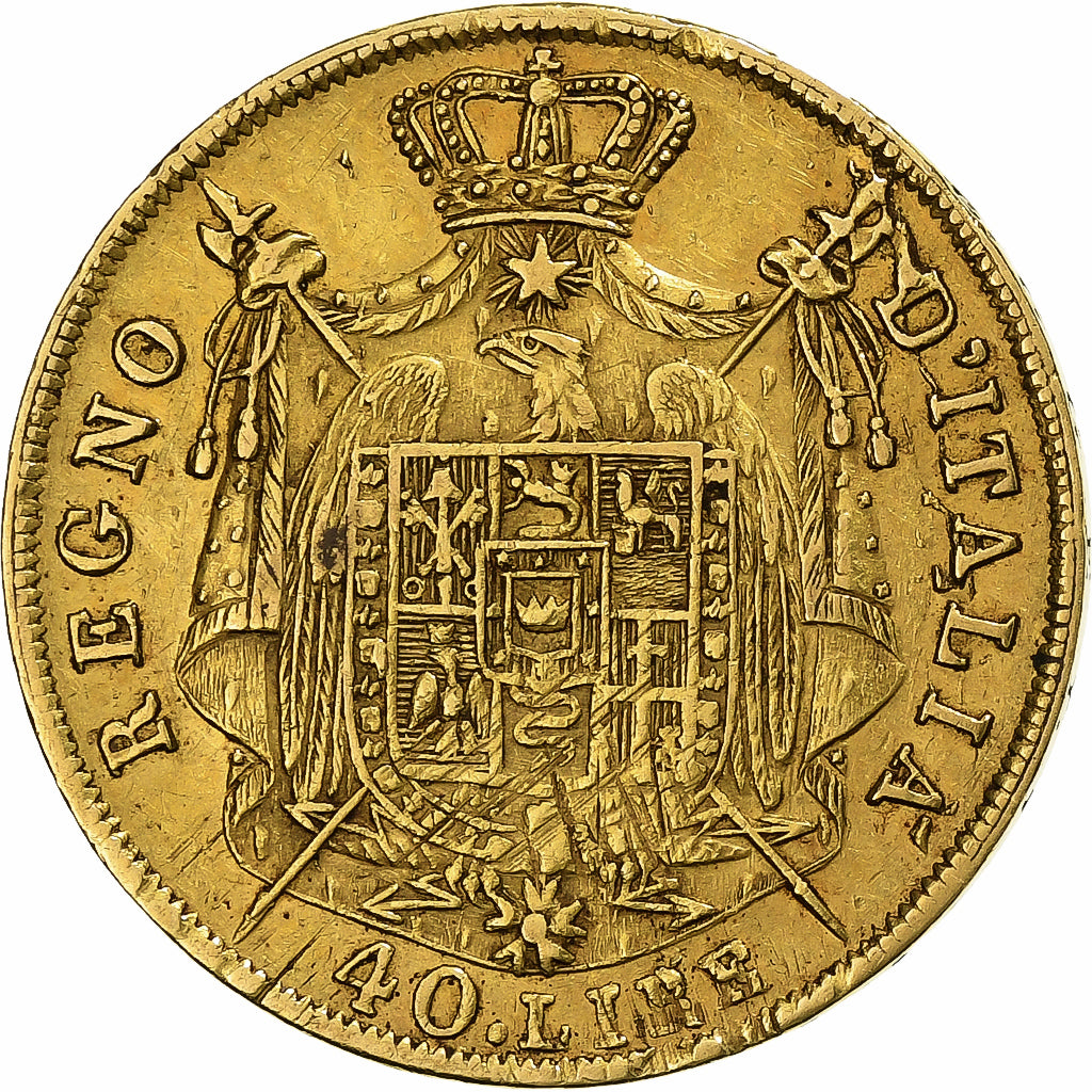 STATI ITALIANI, KINGDOM OF NAPOLEON, Napoleon I, 40 Lire, 1809, Milan, Oro, BB