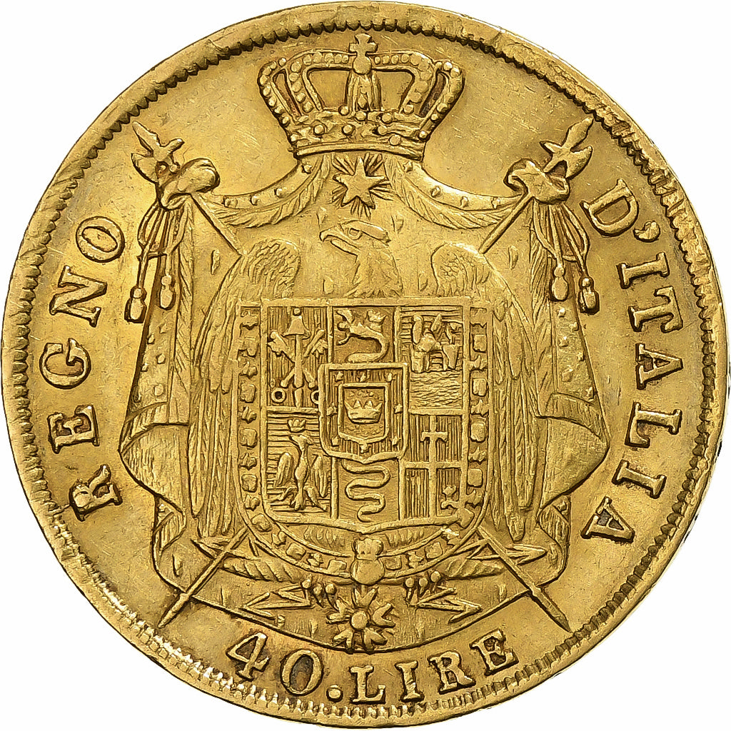 ITALIAN STATES, KINGDOM OF NAPOLEON, Napoleon I, 40 Lire, 1810, Milan, Gold