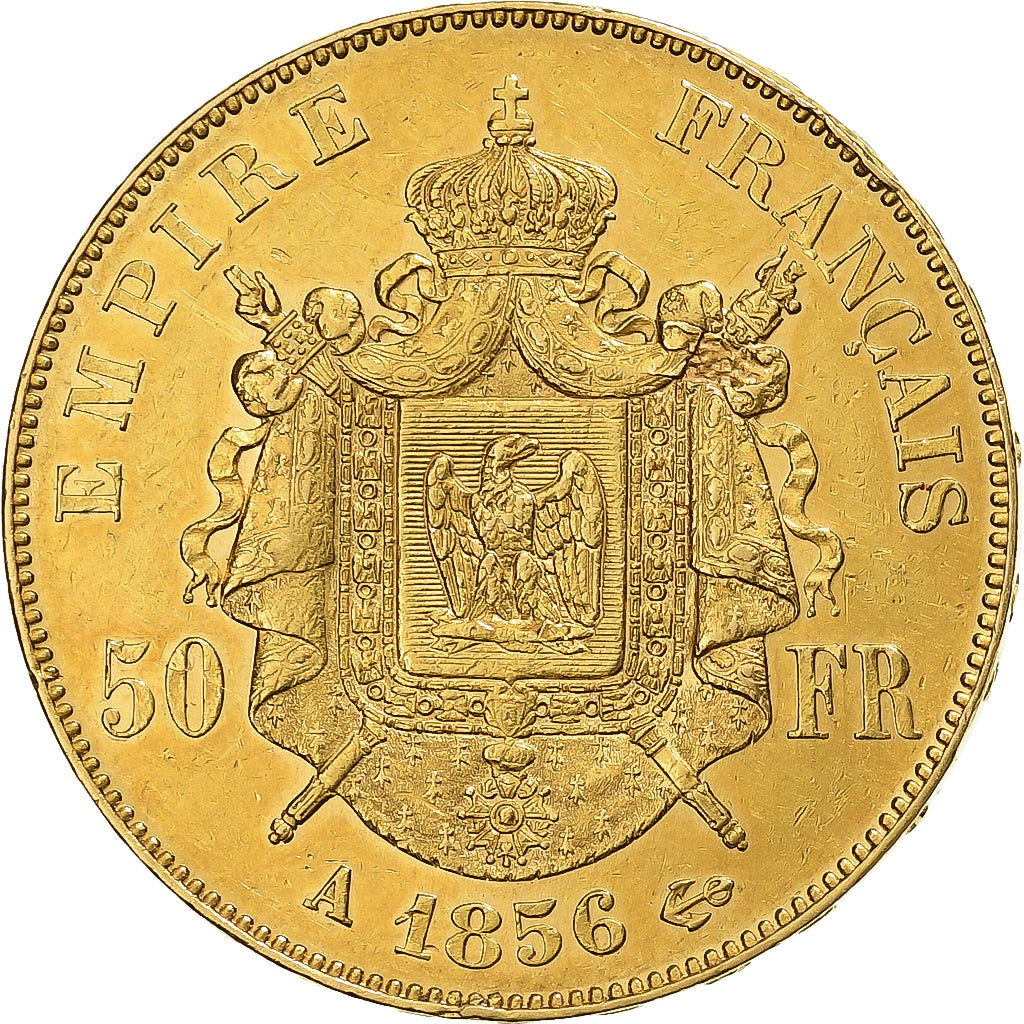 Francia, Napoleon III, 50 Francs, Napoléon III, 1856, Paris, Oro, EBC, KM:785.1