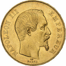 França, Napoleon III, 50 Francs, Napoléon III, 1857, Paris, Dourado