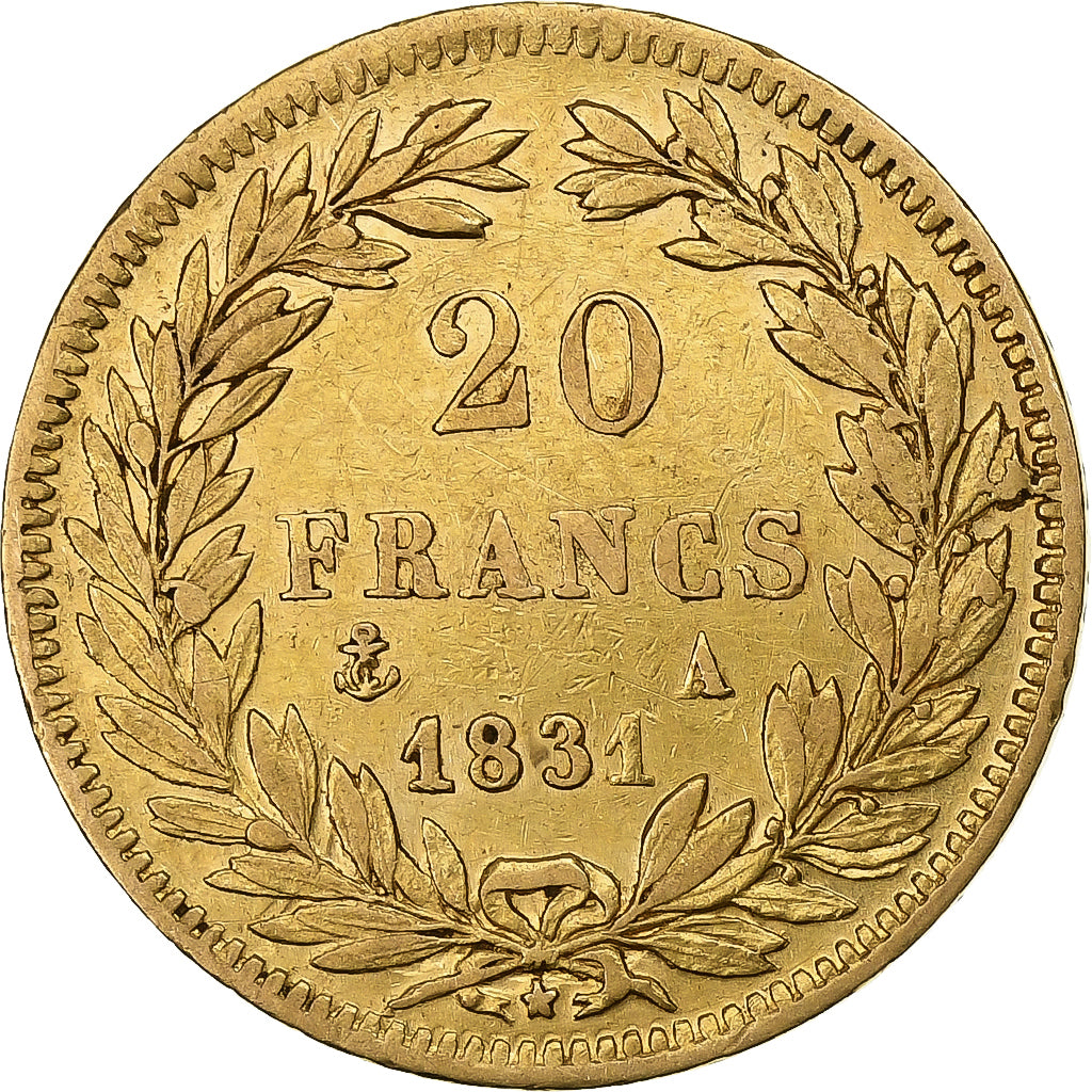 France, 20 Francs, Louis-Philippe, 1831, Paris, Or, TTB, KM:739.1