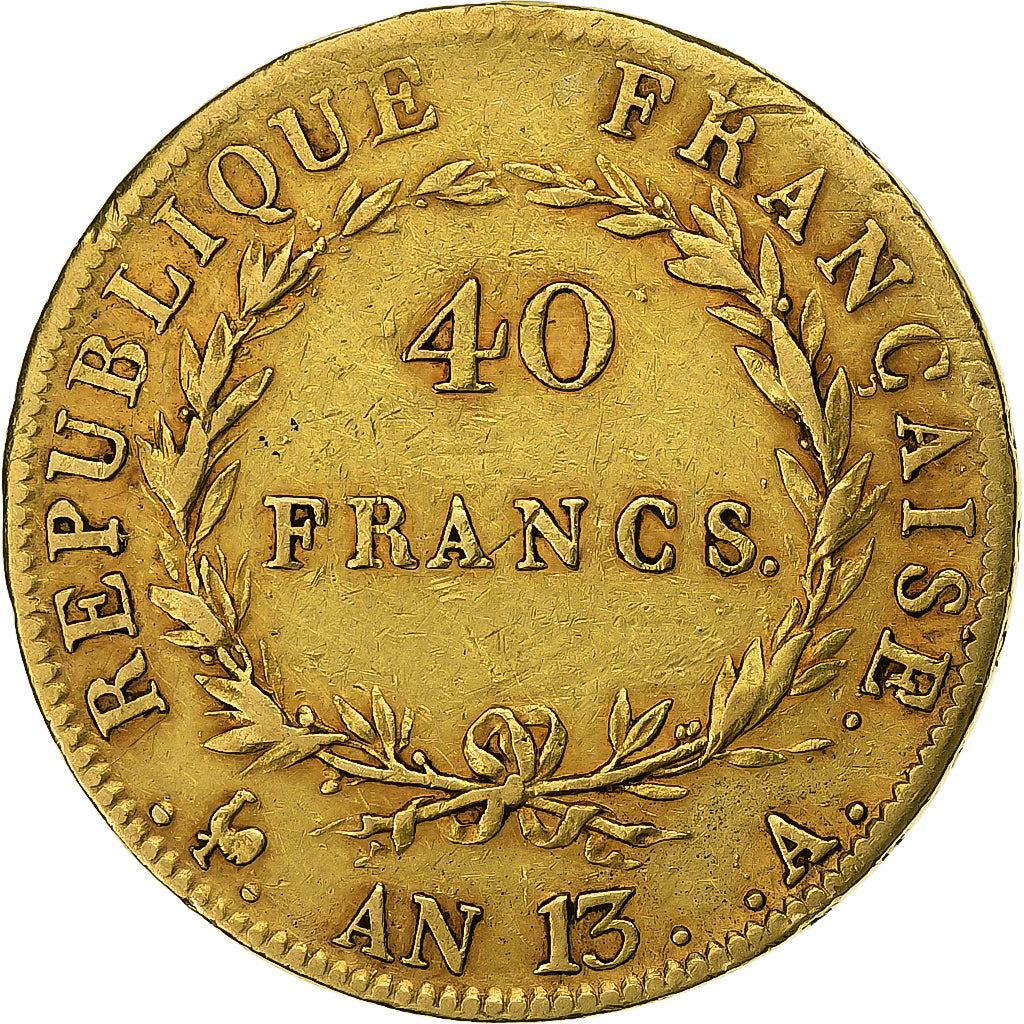 France, 40 Francs, Napoléon I, AN 13, Paris, Or, TTB, KM:664.1