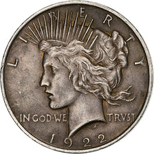 United States, Dollar, Peace Dollar, 1922, Philadelphia, Silver, EF(40-45)
