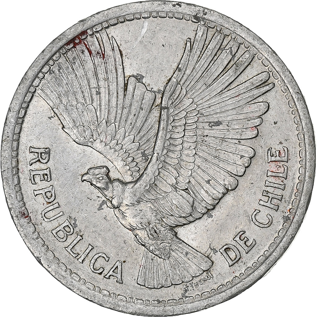 Chile, 10 Pesos, 1956, Santiago, Aluminum, EF(40-45), KM:181