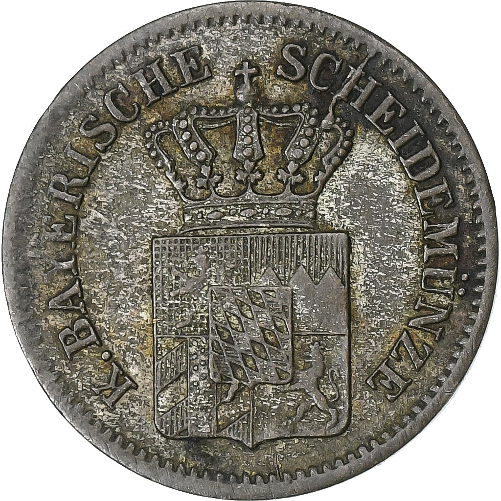 Landy niemieckie, BAVARIA, Ludwig II, Kreuzer, 1867, Srebro, VF(20-25), KM:873