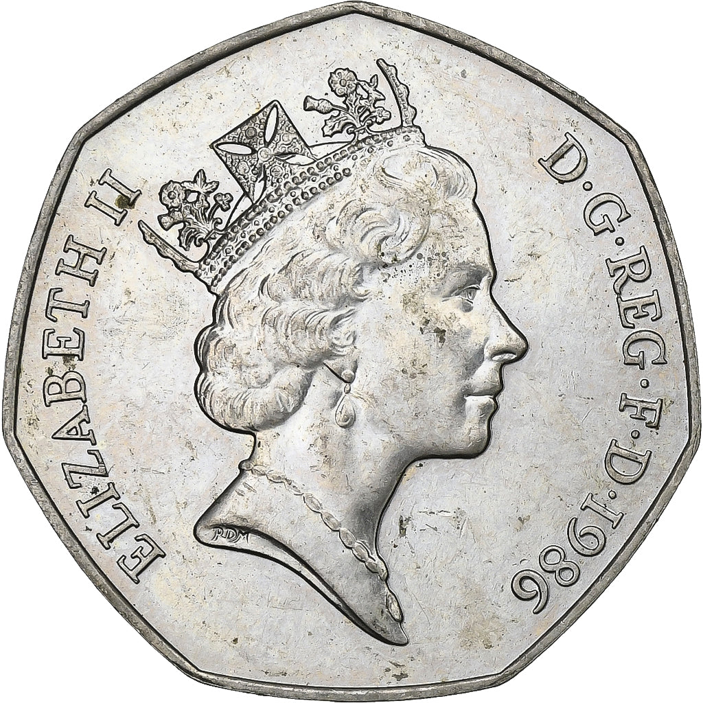 Great Britain, Elizabeth II, 50 Pence, 1986, Copper-nickel, EF(40-45), KM:940.1