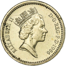 Great Britain, Elizabeth II, Pound, 1986, Nickel-brass, EF(40-45), KM:946
