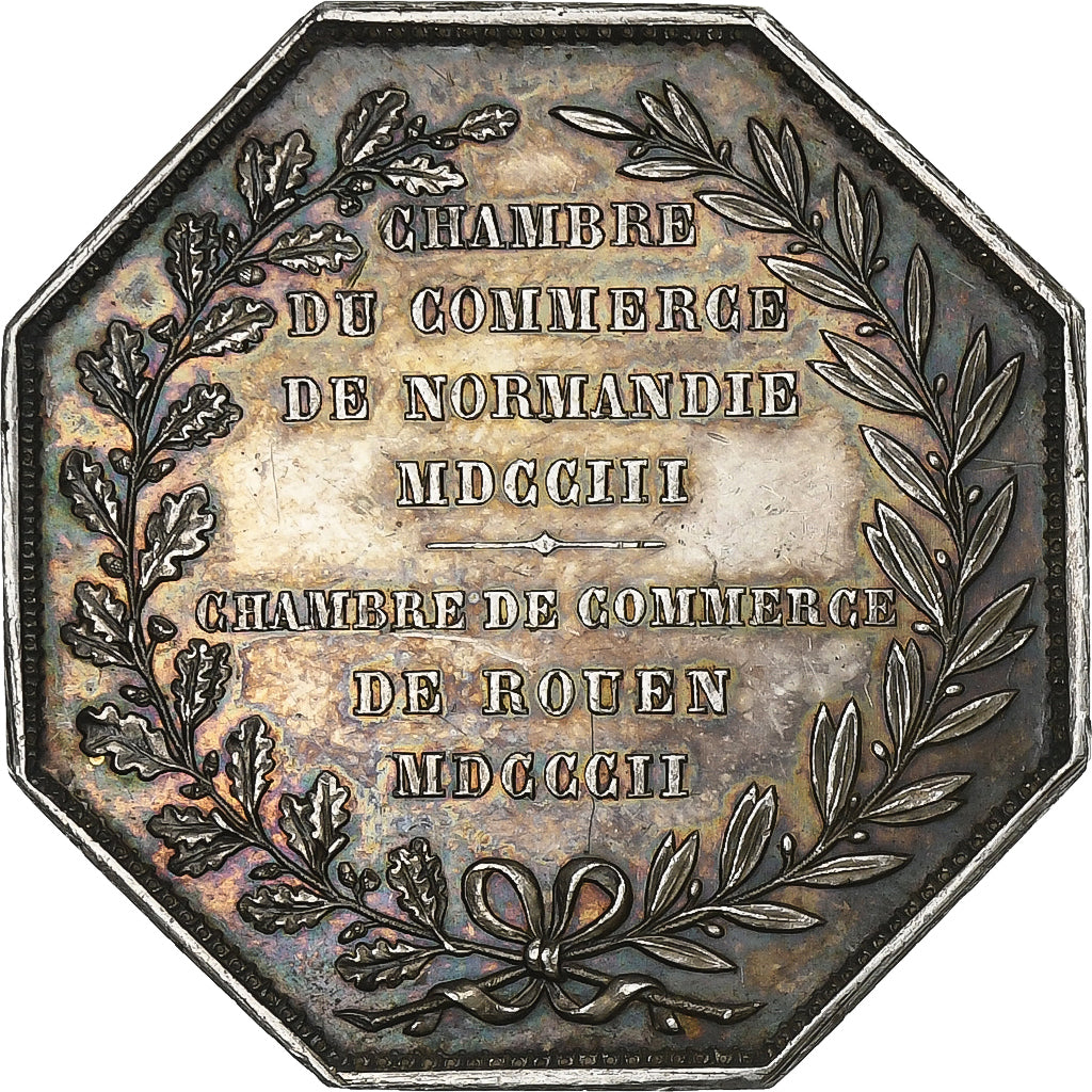 France, Token, Chambre de Commerce de Rouen, 1802, Silver, Lecomte, AU(50-53)