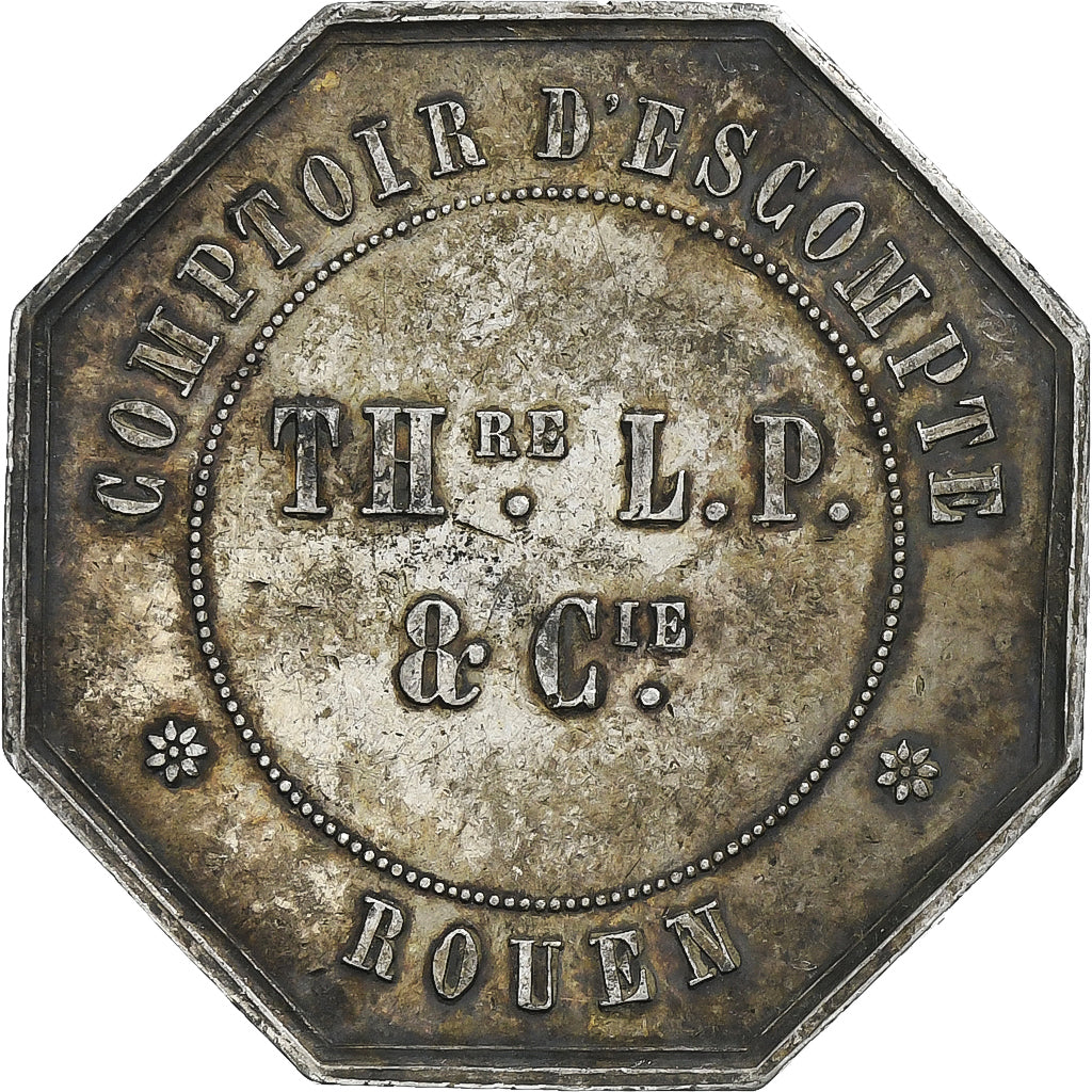 France, Token, Comptoir d'Escompte de Rouen, 1854, Silver, Hamel, AU(55-58)