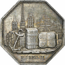 France, Token, Comptoir d'Escompte de Rouen, 1854, Silver, Hamel, AU(55-58)