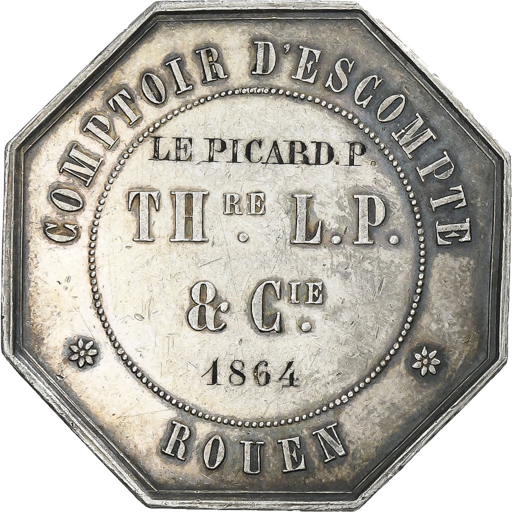 France, Token, Comptoir d'Escompte de Rouen, 1854, Silver, Hamel, AU(55-58)