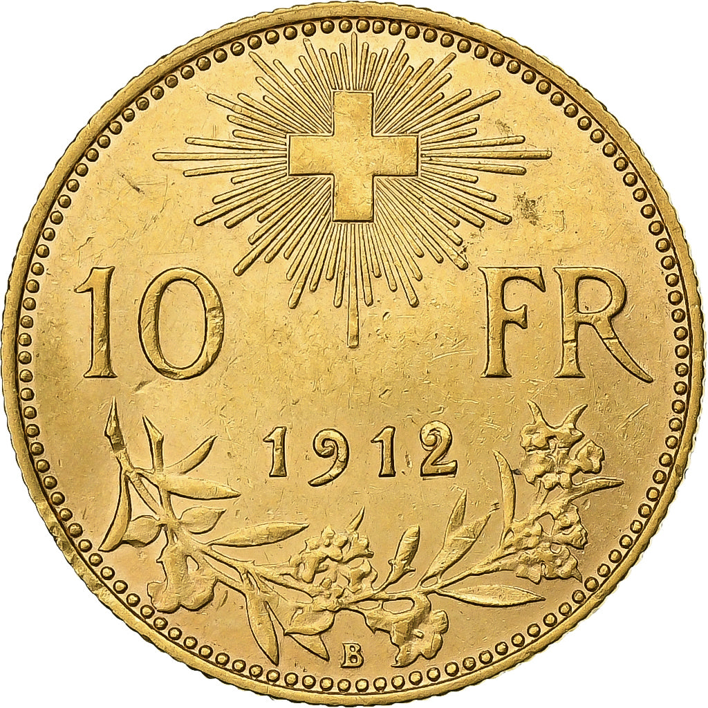 Switzerland, 10 Francs, 1912, Bern, Gold, EF(40-45), KM:36