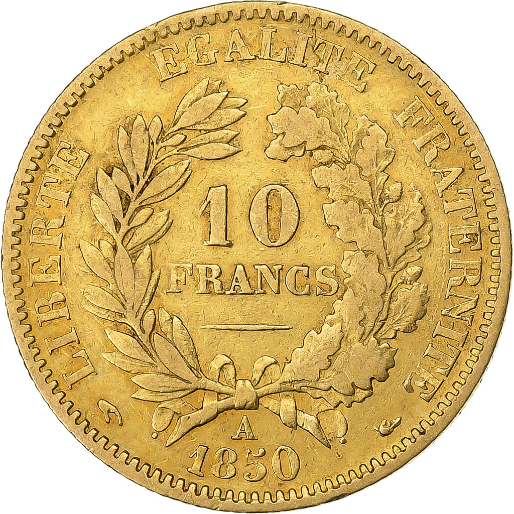 France, 10 Francs, Cérès, 1850, Paris, Gold, VF(30-35), KM:770