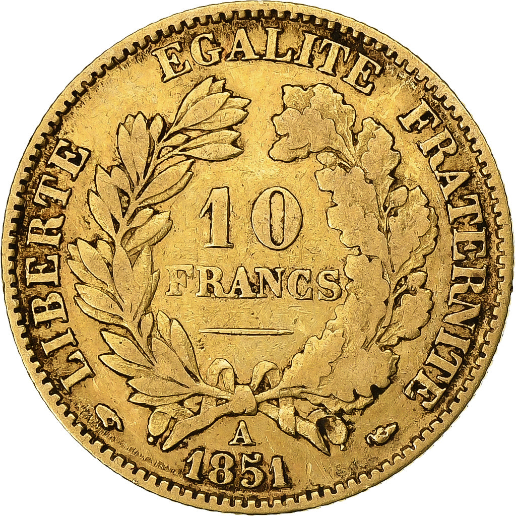 France, 10 Francs, Cérès, 1851, Paris, Or, TB+, KM:770