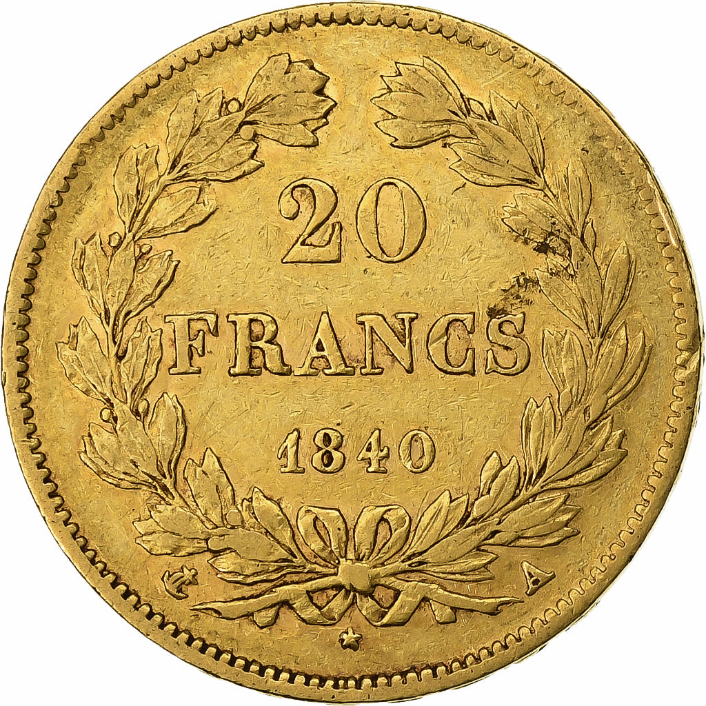 France, 20 Francs, Louis-Philippe, 1840, Paris, Or, TTB, KM:750.1