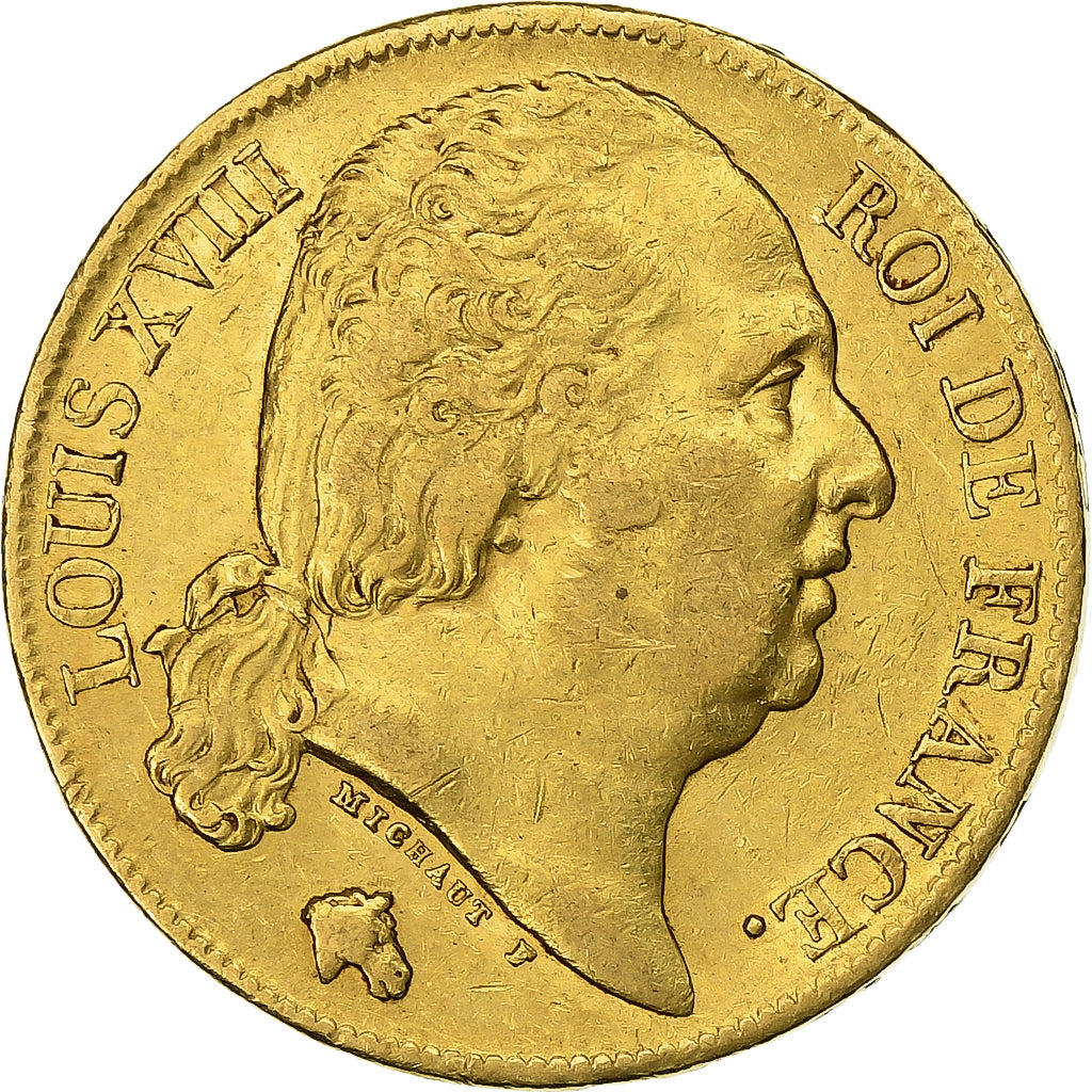 Francia, Louis XVIII, 20 Francs, Louis XVIII, 1819, Paris, Oro, BB, KM:712.1