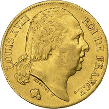 Francia, Louis XVIII, 20 Francs, Louis XVIII, 1819, Paris, Oro, BB, KM:712.1