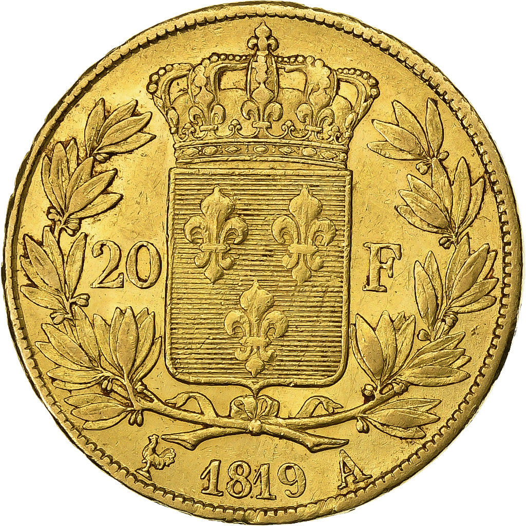Francia, Louis XVIII, 20 Francs, Louis XVIII, 1819, Paris, Oro, BB, KM:712.1