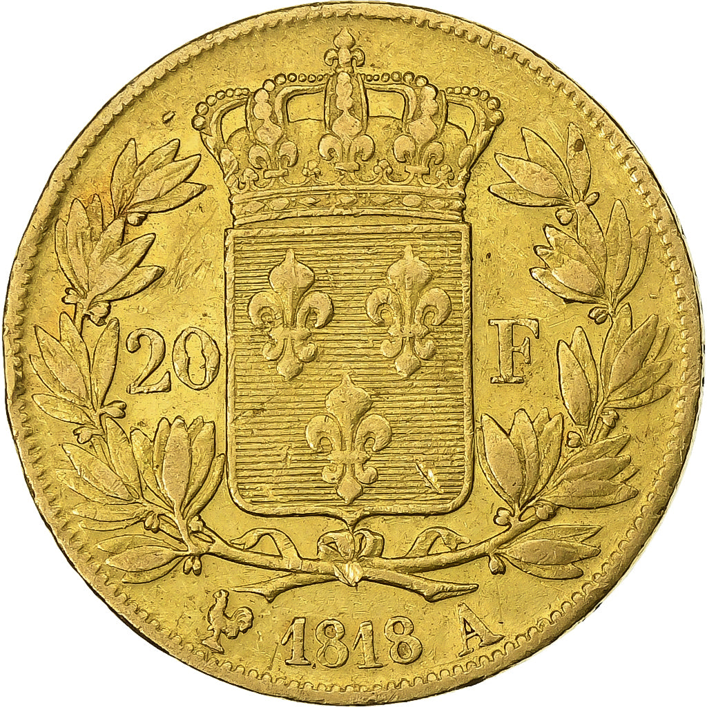 France, Louis XVIII, 20 Francs, Louis XVIII, 1818, Paris, Or, TTB, KM:712.1