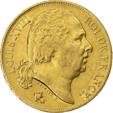 Francia, Louis XVIII, 20 Francs, Louis XVIII, 1818, Paris, Oro, MBC, KM:712.1