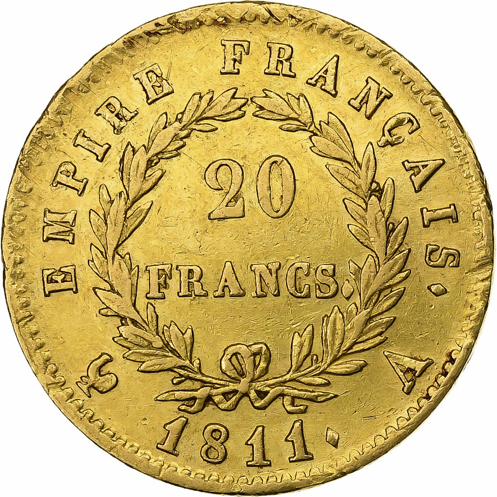 France, 20 Francs, Napoléon I, 1811, Paris, Gold, EF(40-45), KM:695.1