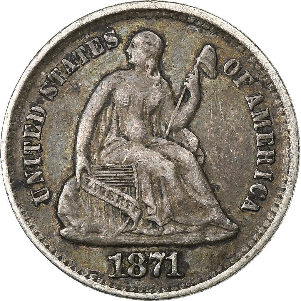 United States, Half Dime, Seated Liberty Half Dime, 1871, Philadelphia, Silver