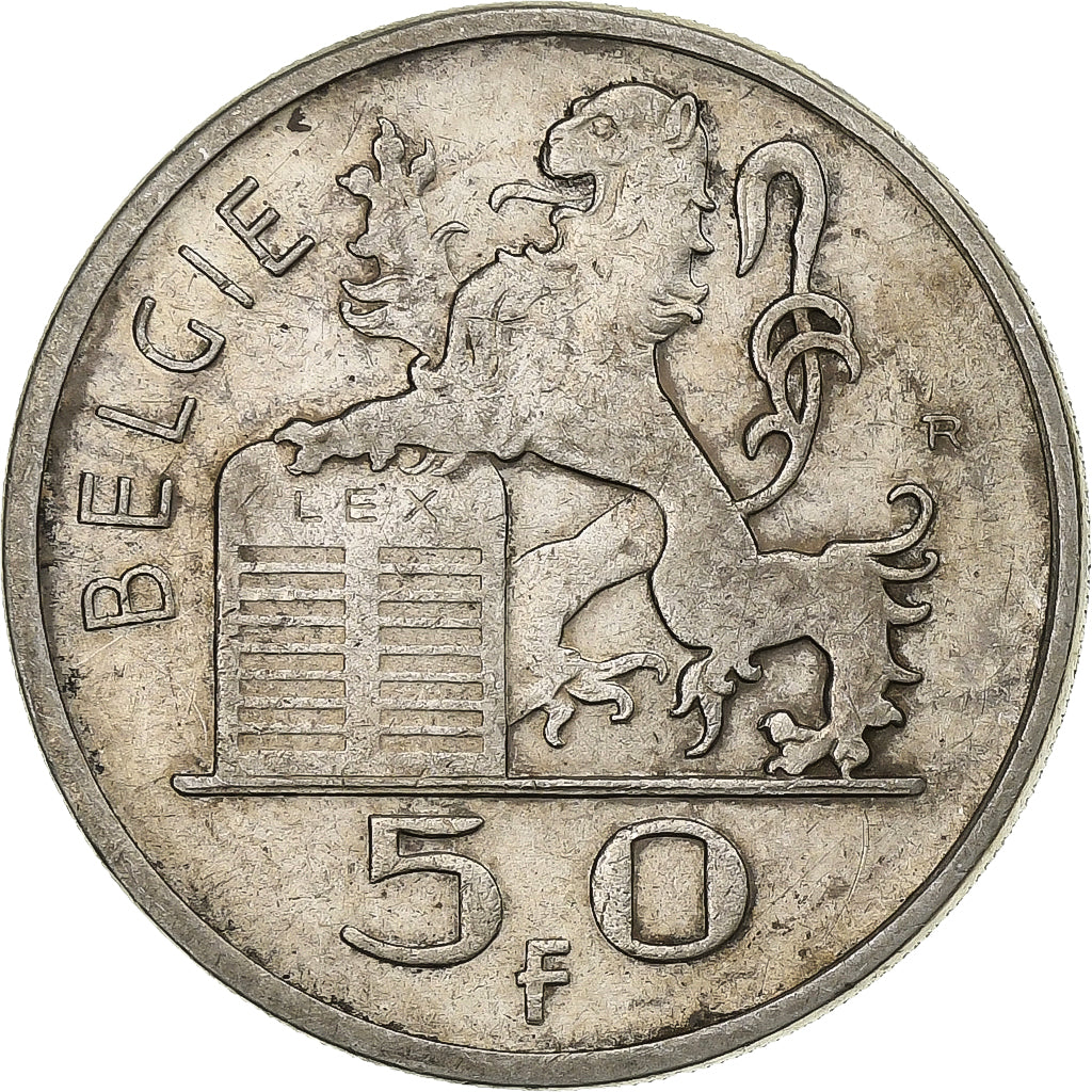 Belgium, 50 Francs, 50 Frank, 1951, Silver, EF(40-45), KM:137