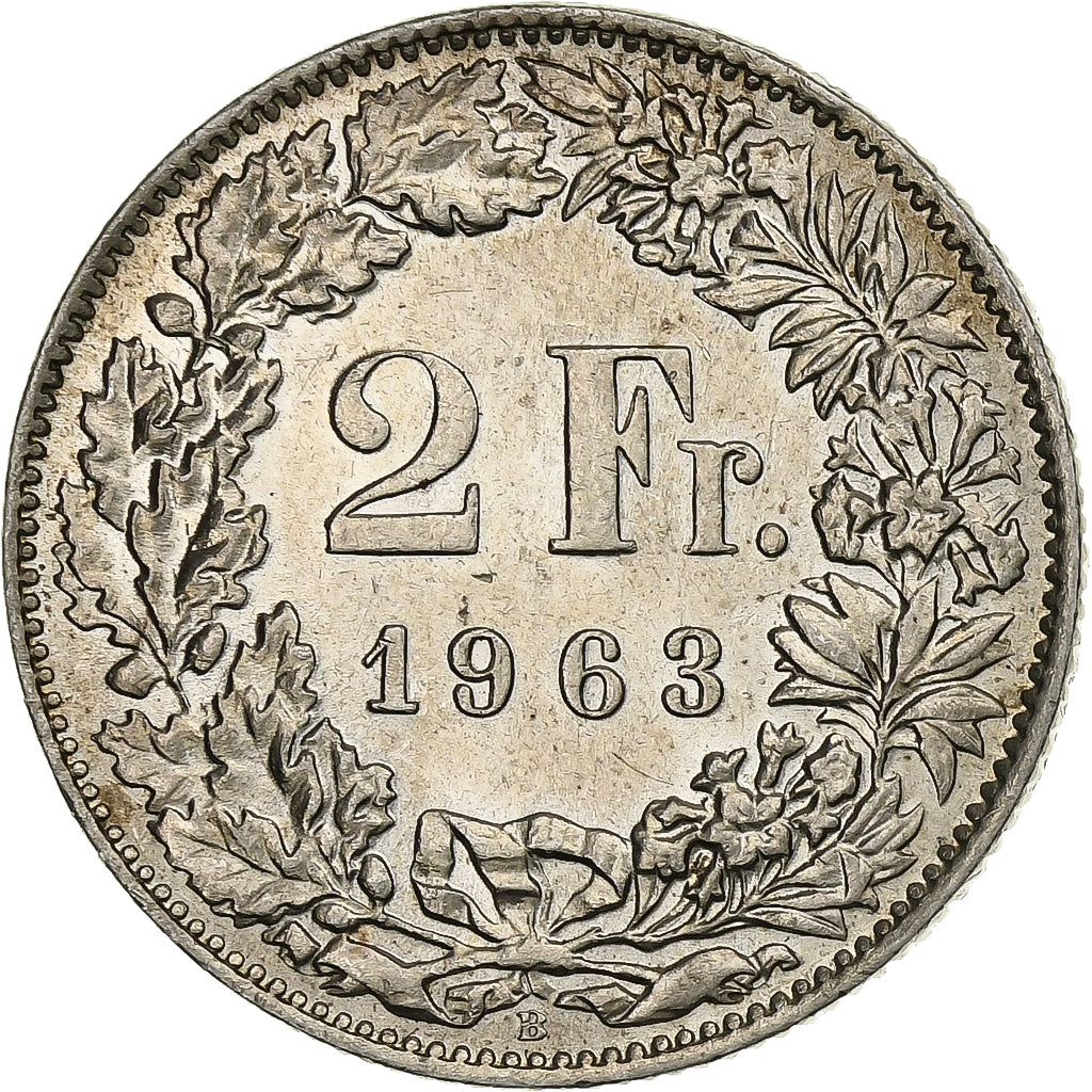 Switzerland, 2 Francs, 1963, Bern, Silver, MS(60-62), KM:21