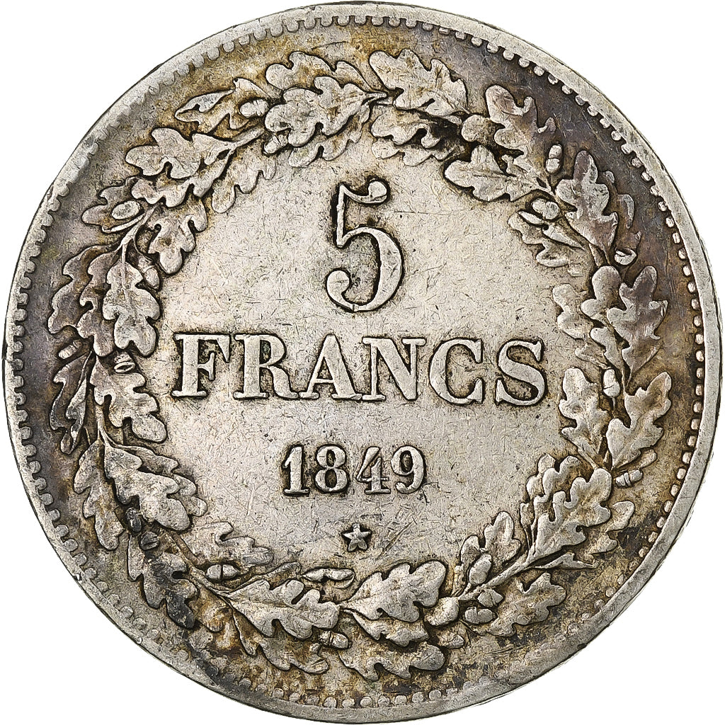 Belgium, Leopold I, 5 Francs, 5 Frank, 1849, Brussels, Silver, EF(40-45), KM:17