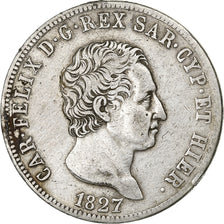 Italiaanse staten, SARDINIA, Carlo Felice, 5 Lire, 1827, Torino, Zilver, ZF