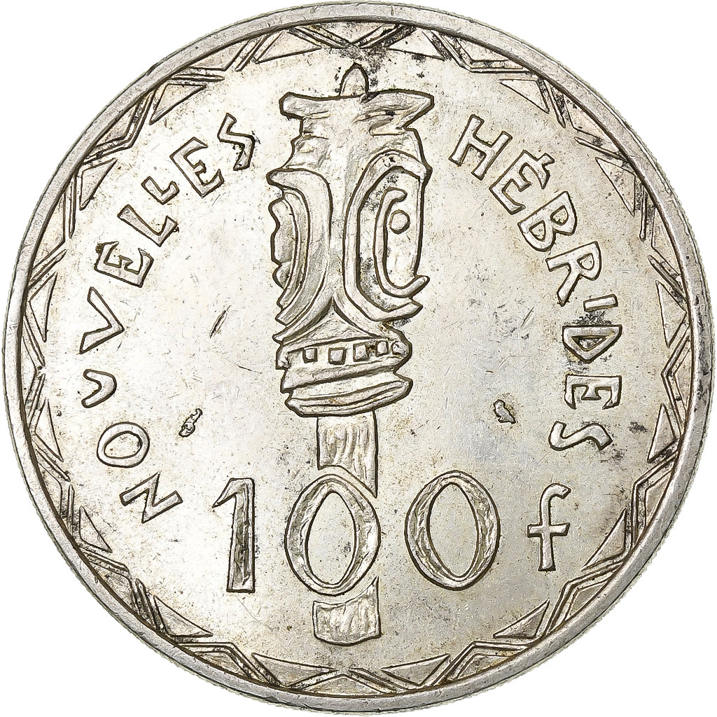 New Hebrides, 100 Francs, 1966, Paris, Silver, EF(40-45), KM:1