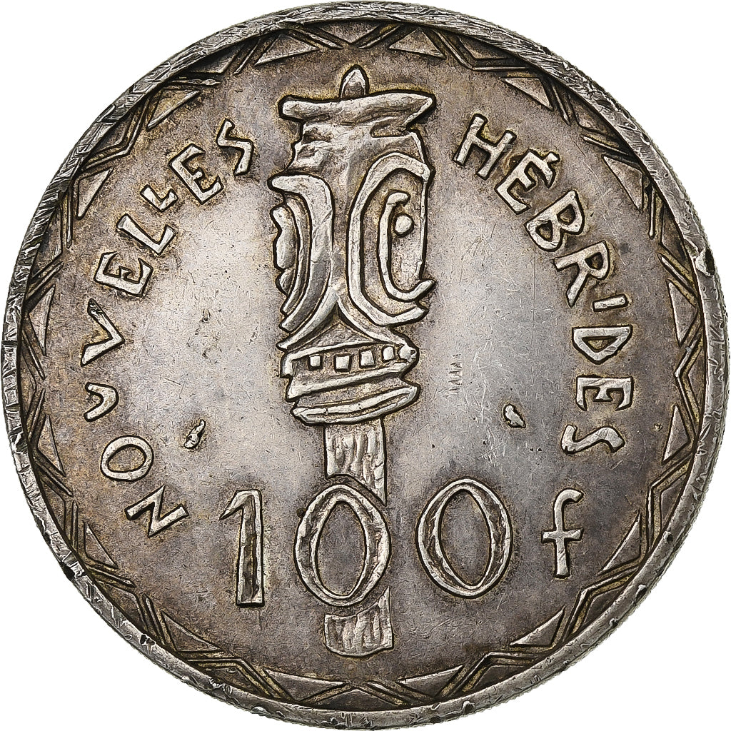 Nuove Ebridi, 100 Francs, 1966, Paris, Argento, BB, KM:1