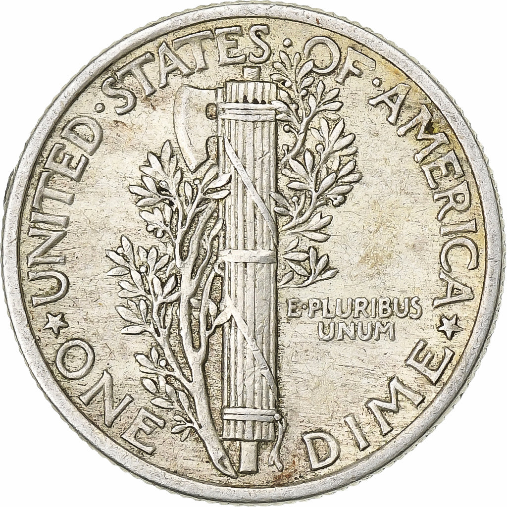 United States, Dime, Mercury Dime, 1942, Philadelphia, Silver, AU(50-53), KM:140