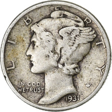 Stati Uniti, Dime, Mercury Dime, 1931, Philadelphia, Argento, BB, KM:140