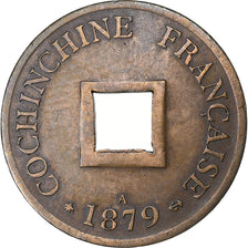 FRENCH COCHIN CHINA, Sapèque, 1879, Paris, Bronze, AU(50-53), KM:E3