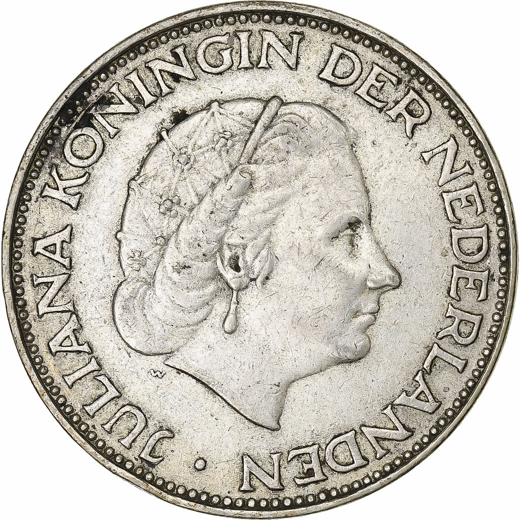 Netherlands, Juliana, 2-1/2 Gulden, 1960, Utrecht, Silver, EF(40-45), KM:185