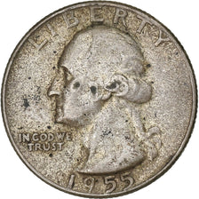 United States, Quarter, Washington Quarter, 1955, Philadelphia, Silver