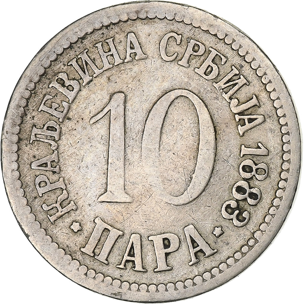 Serbien, Milan I, 10 Para, 1883, Kupfer-Nickel, S+, KM:19
