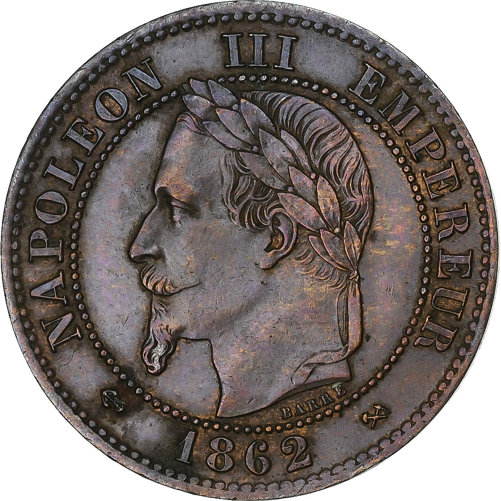 Francia, Napoleon III, 2 Centimes, Napoléon III, 1862, Bordeaux, Bronzo, SPL-
