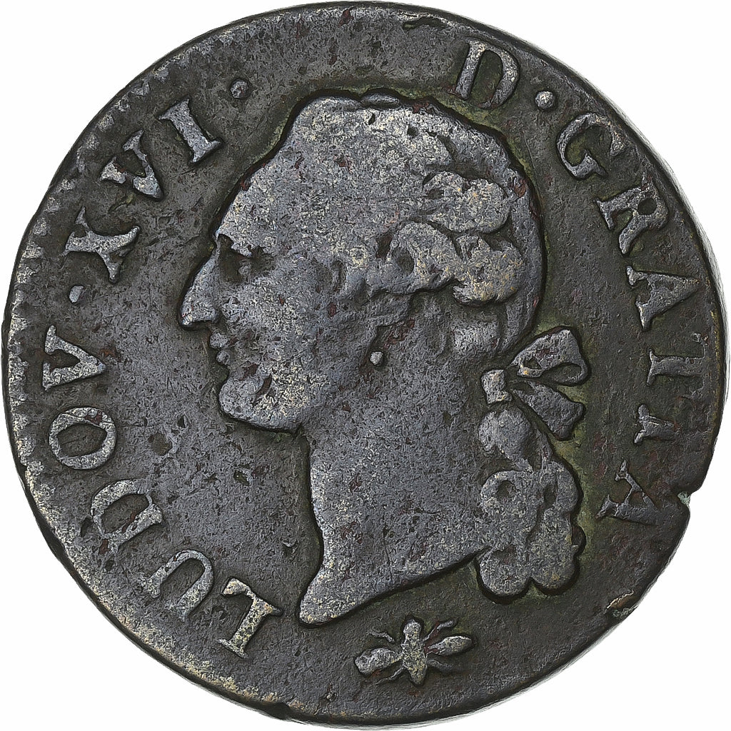 France, Louis XVI, Sol, Sol ou sou, 1788, Lyon, Copper, VF(30-35), KM:578.5