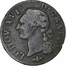 France, Louis XVI, Sol, Sol ou sou, 1788, Lyon, Copper, VF(30-35), KM:578.5