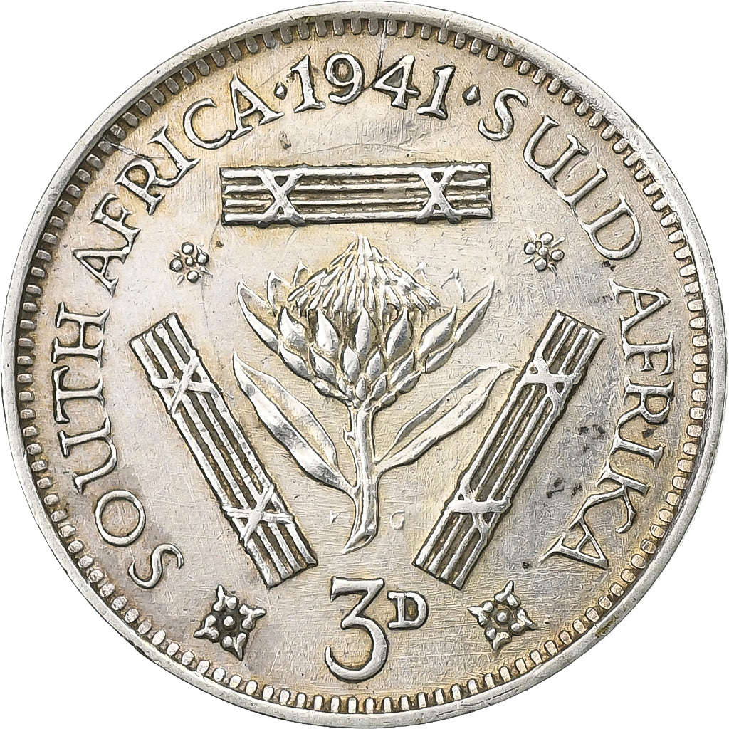 South Africa, George VI, 3 Pence, 1941, Pretoria, Silver, EF(40-45), KM:26