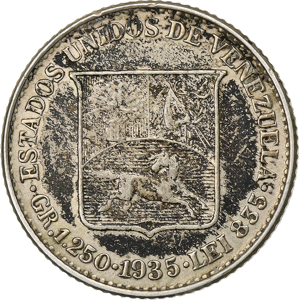 Venezuela, 25 Centimos, 1935, Zilver, ZF+, KM:20