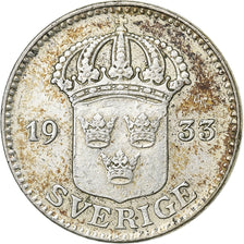 Sweden, Gustaf V, 25 Öre, 1933, Stockholm, Silver, AU(50-53), KM:785