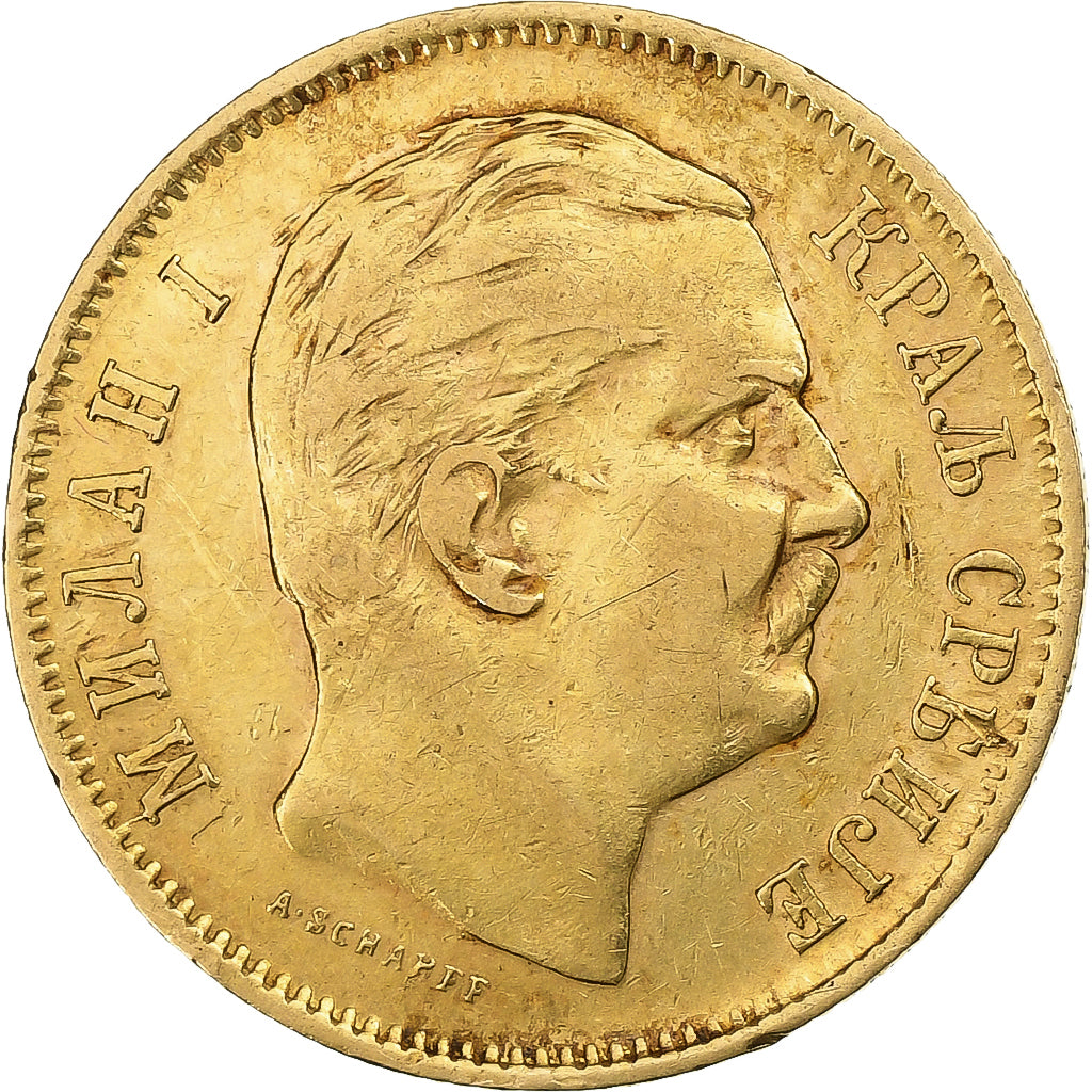 Serbia, Milan I, 10 Dinara, 1882, Vienne, Gold, EF(40-45), KM:16